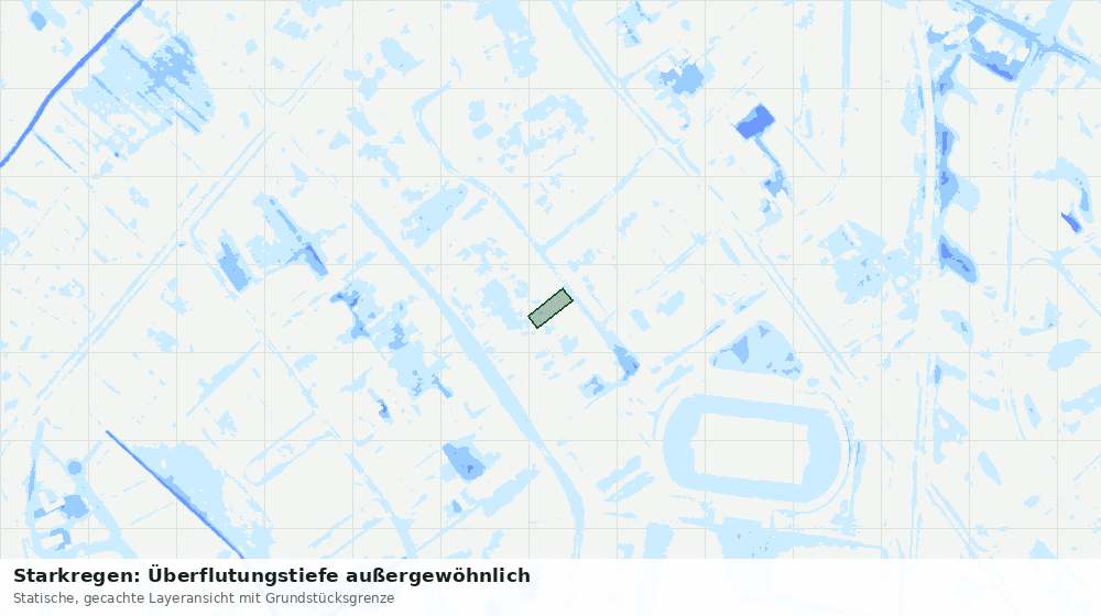 Statische Kartenansicht: Starkregen: Überflutungstiefe außergewöhnlich