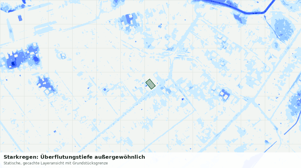 Statische Kartenansicht: Starkregen: Überflutungstiefe außergewöhnlich