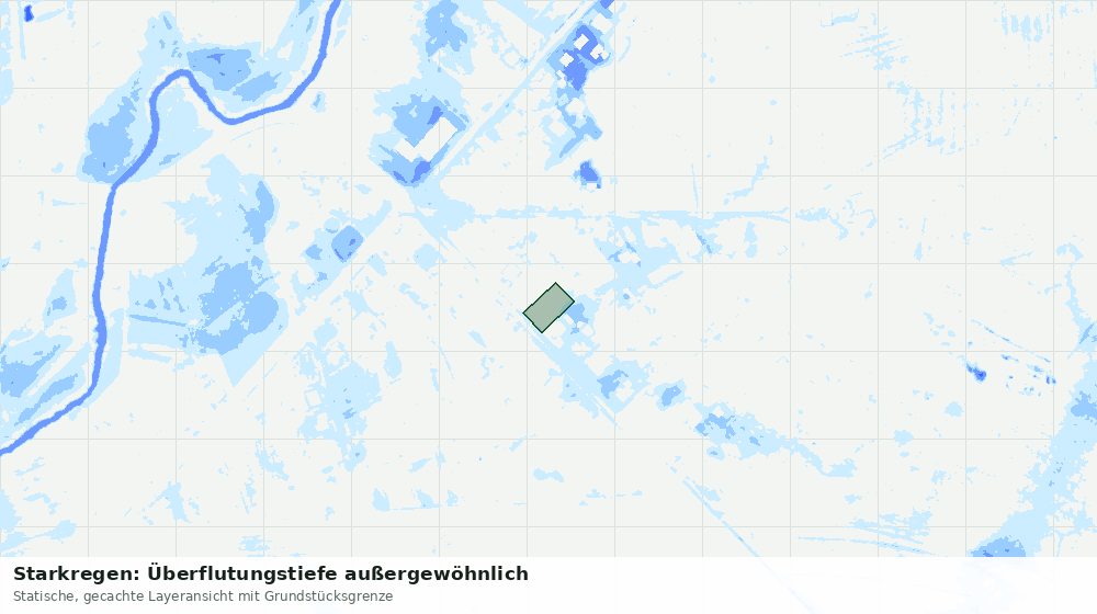 Statische Kartenansicht: Starkregen: Überflutungstiefe außergewöhnlich