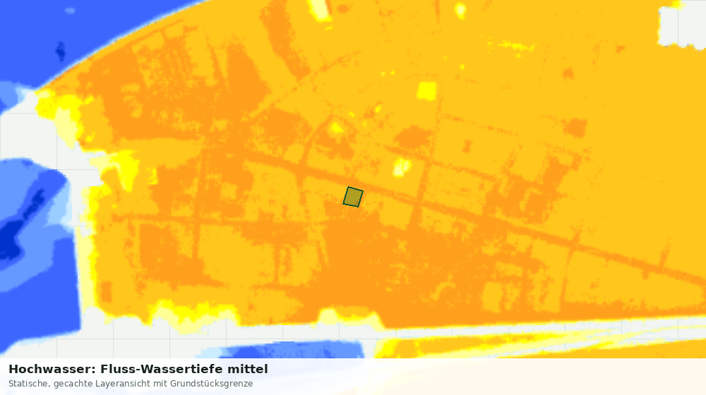 Statische Kartenansicht: Hochwasser: Fluss-Wassertiefe mittel