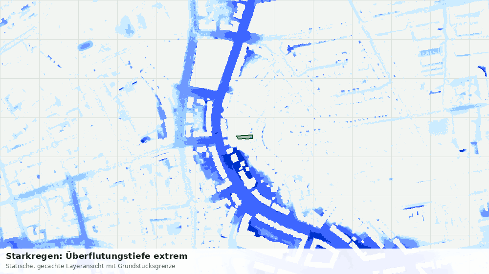 Statische Kartenansicht: Starkregen: Überflutungstiefe extrem
