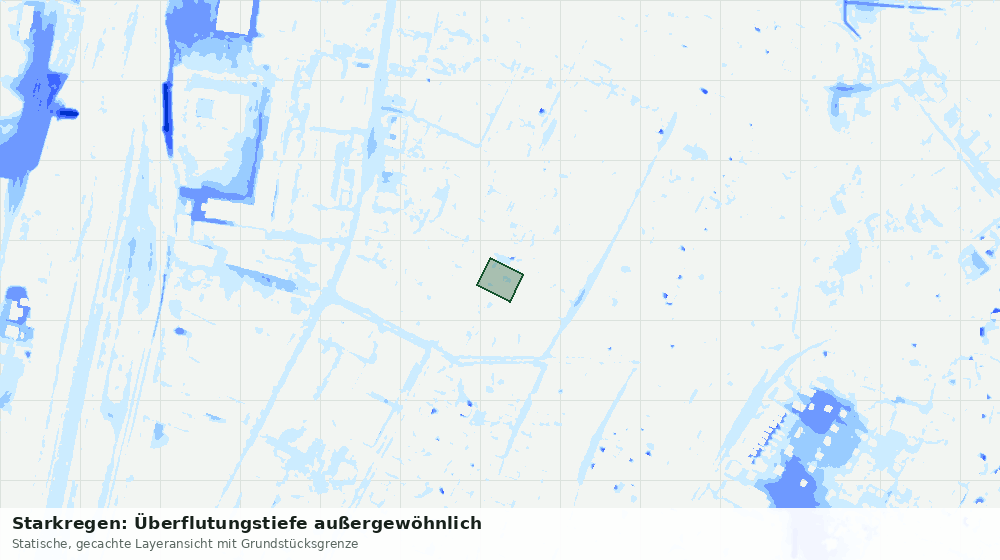 Statische Kartenansicht: Starkregen: Überflutungstiefe außergewöhnlich