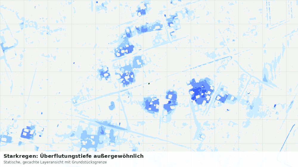 Statische Kartenansicht: Starkregen: Überflutungstiefe außergewöhnlich