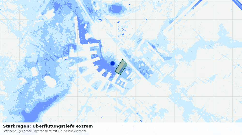 Statische Kartenansicht: Starkregen: Überflutungstiefe extrem
