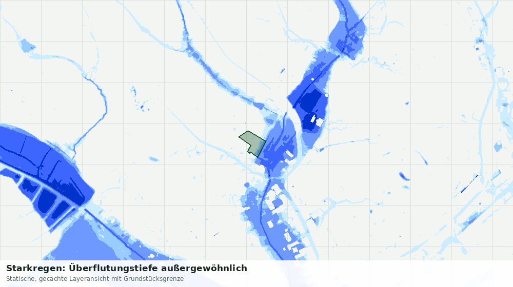 Statische Kartenansicht: Starkregen: Überflutungstiefe außergewöhnlich