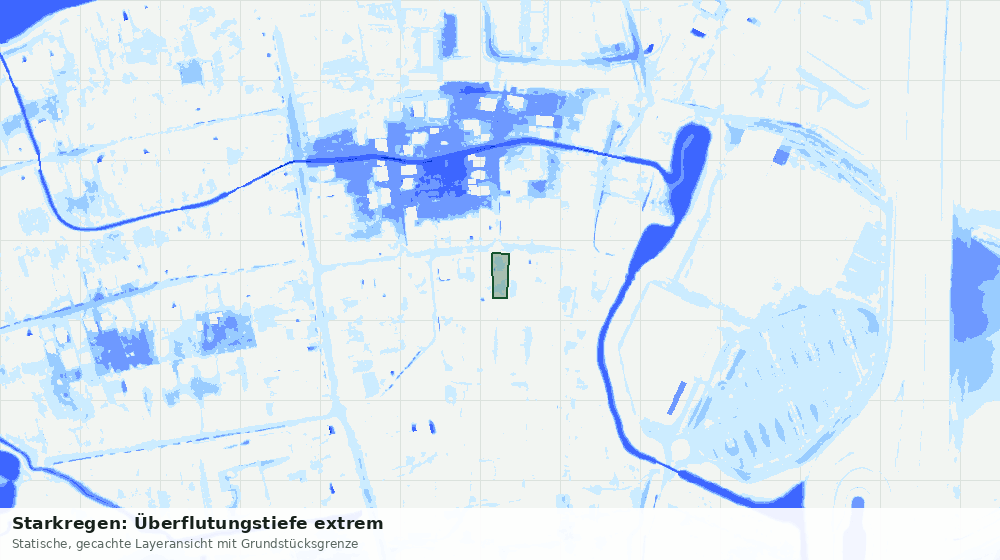 Statische Kartenansicht: Starkregen: Überflutungstiefe extrem