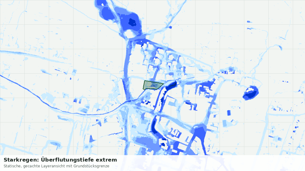 Statische Kartenansicht: Starkregen: Überflutungstiefe extrem