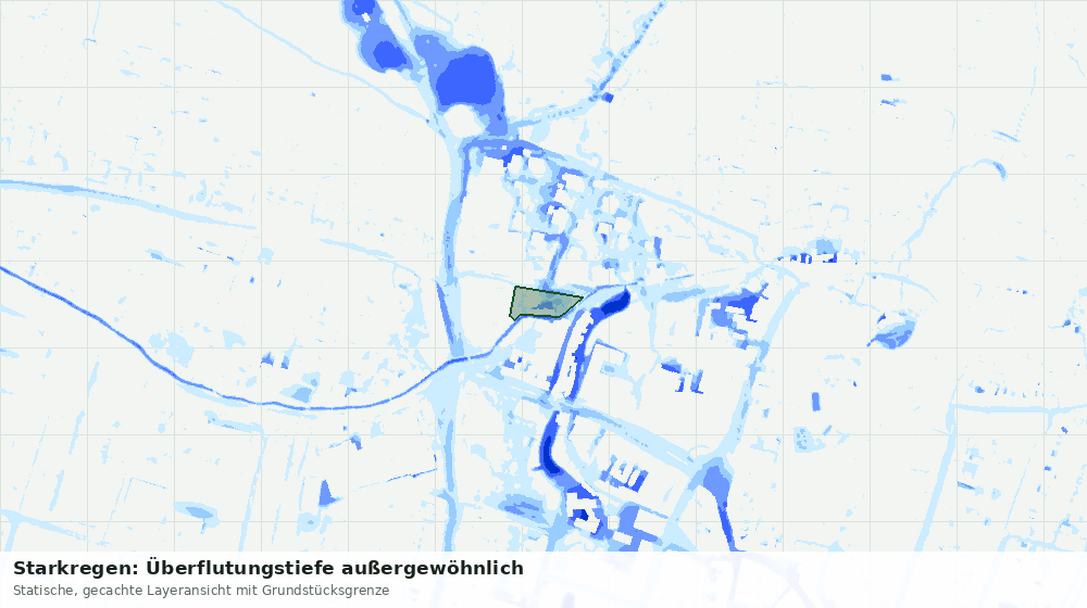 Statische Kartenansicht: Starkregen: Überflutungstiefe außergewöhnlich