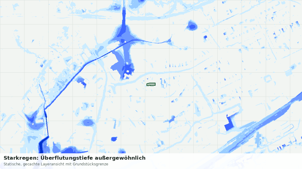 Statische Kartenansicht: Starkregen: Überflutungstiefe außergewöhnlich
