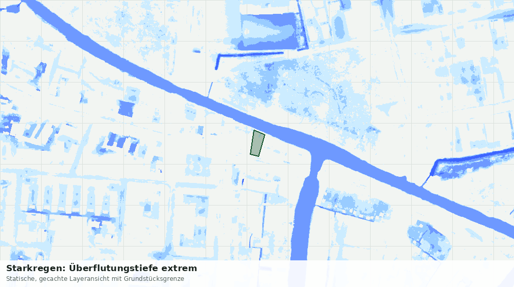 Statische Kartenansicht: Starkregen: Überflutungstiefe extrem