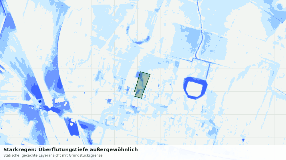 Statische Kartenansicht: Starkregen: Überflutungstiefe außergewöhnlich