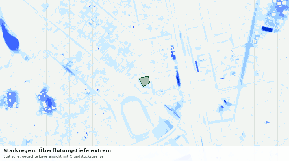 Statische Kartenansicht: Starkregen: Überflutungstiefe extrem