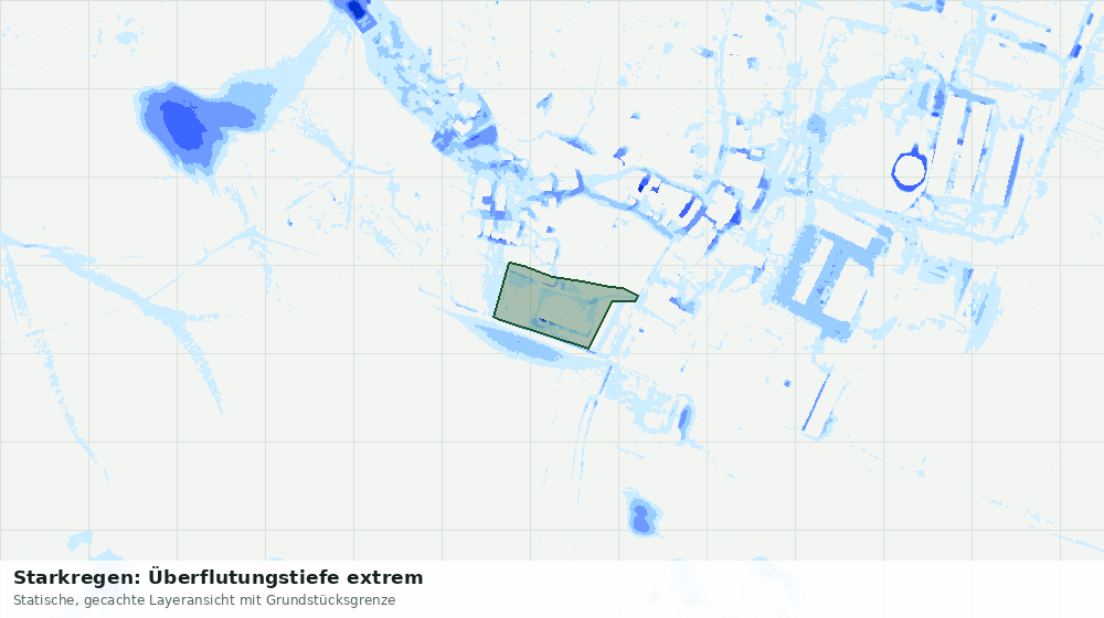 Statische Kartenansicht: Starkregen: Überflutungstiefe extrem