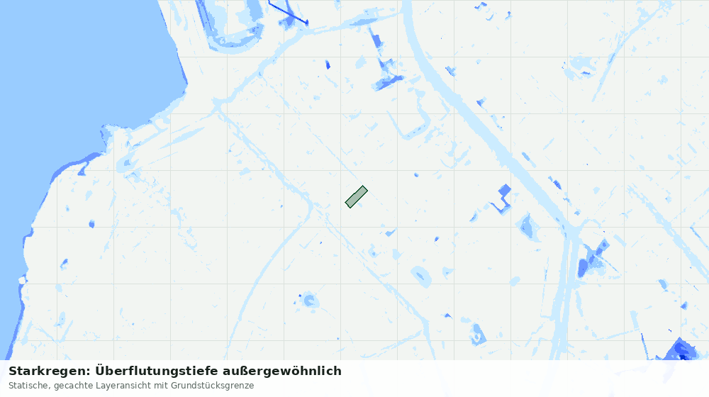 Statische Kartenansicht: Starkregen: Überflutungstiefe außergewöhnlich
