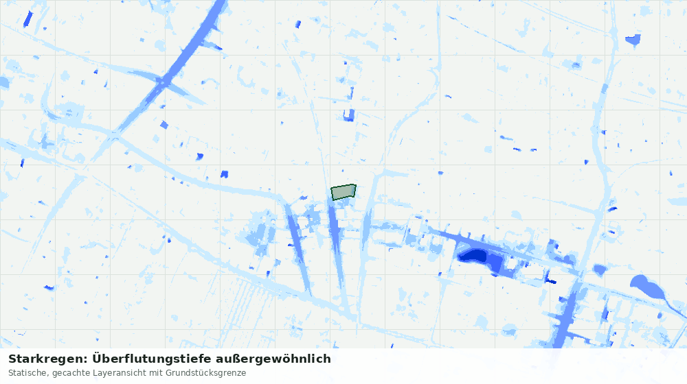 Statische Kartenansicht: Starkregen: Überflutungstiefe außergewöhnlich