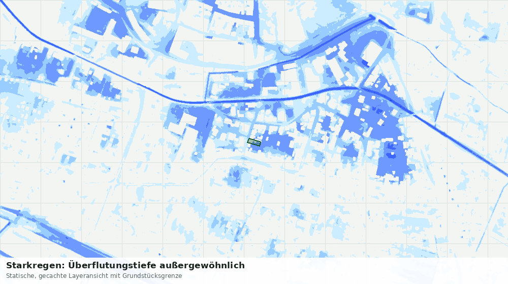 Statische Kartenansicht: Starkregen: Überflutungstiefe außergewöhnlich