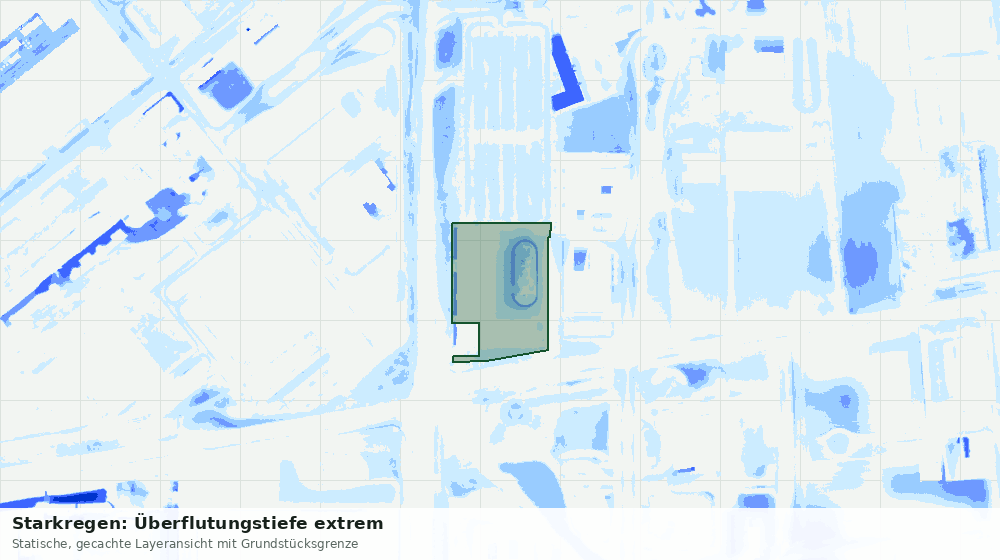 Statische Kartenansicht: Starkregen: Überflutungstiefe extrem