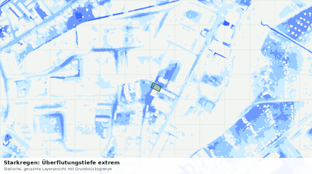 Statische Kartenansicht: Starkregen: Überflutungstiefe extrem