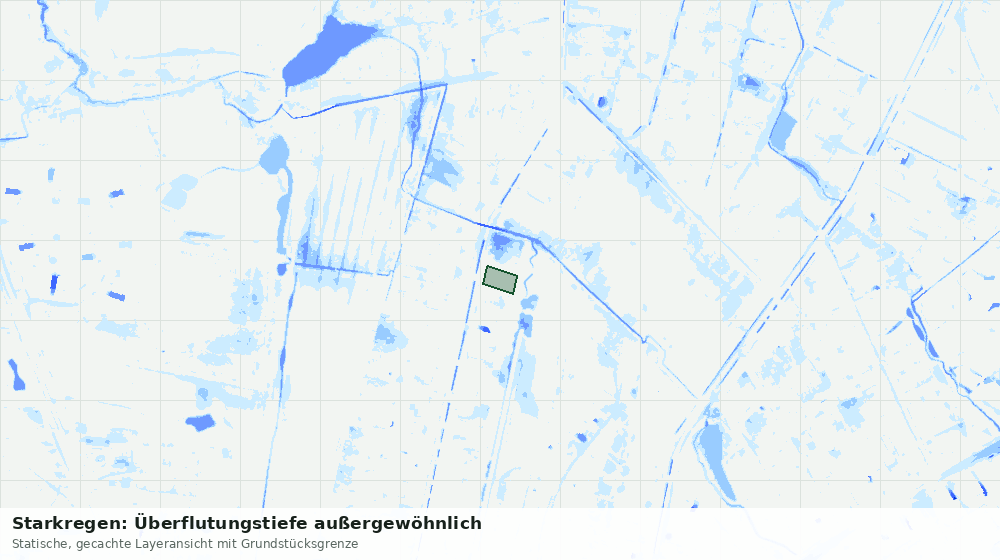 Statische Kartenansicht: Starkregen: Überflutungstiefe außergewöhnlich