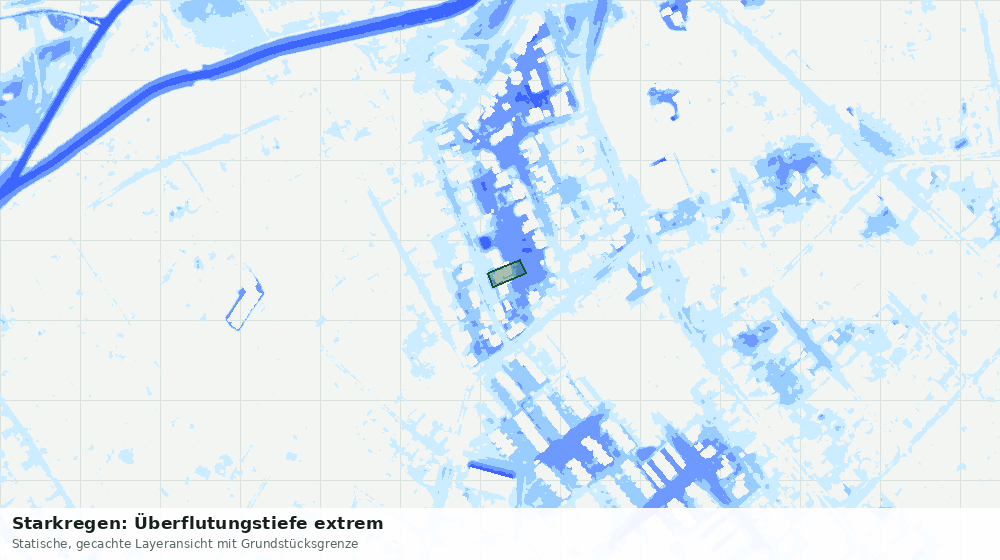 Statische Kartenansicht: Starkregen: Überflutungstiefe extrem
