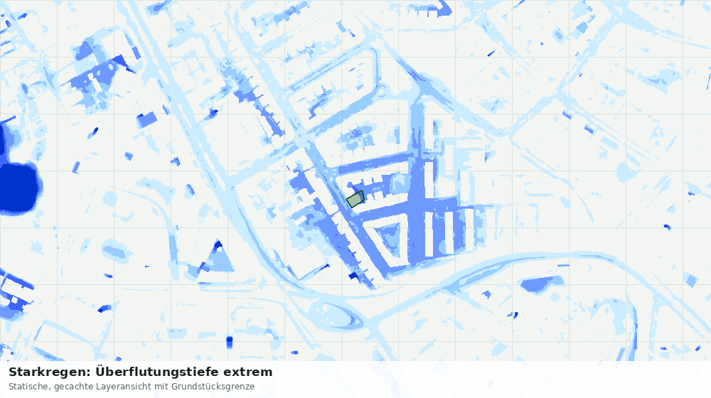 Statische Kartenansicht: Starkregen: Überflutungstiefe extrem