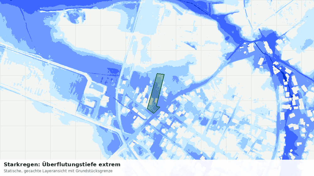 Statische Kartenansicht: Starkregen: Überflutungstiefe extrem