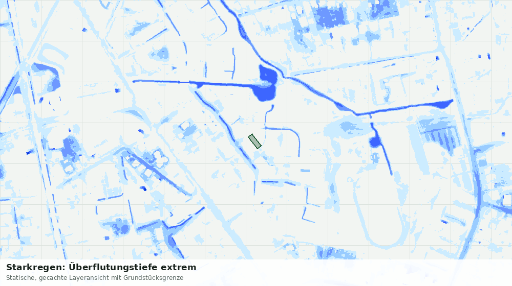 Statische Kartenansicht: Starkregen: Überflutungstiefe extrem