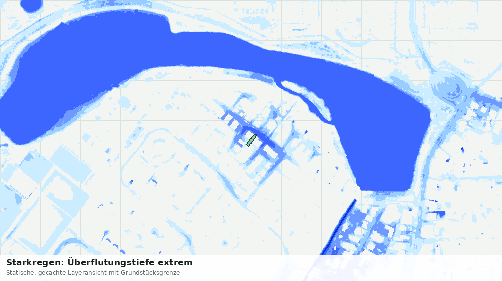 Statische Kartenansicht: Starkregen: Überflutungstiefe extrem