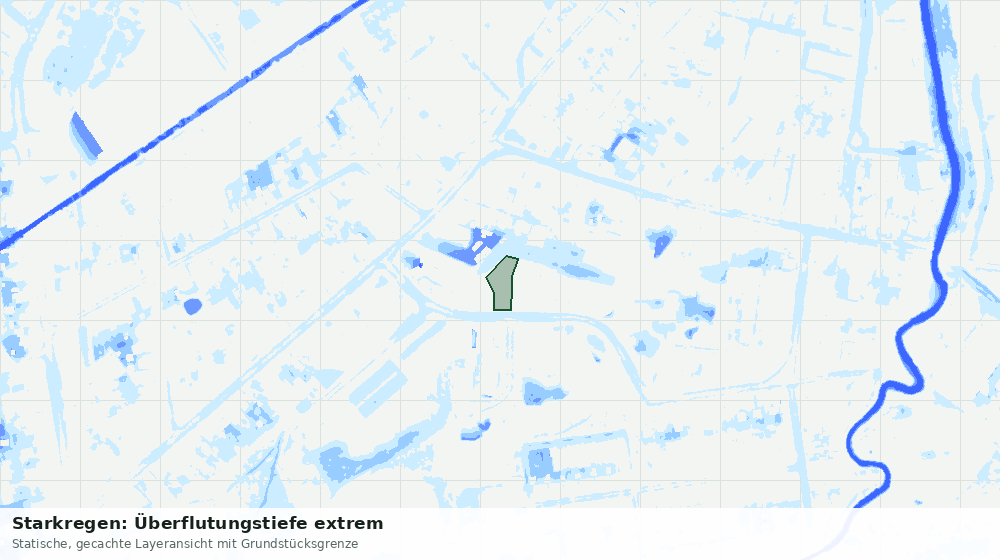 Statische Kartenansicht: Starkregen: Überflutungstiefe extrem