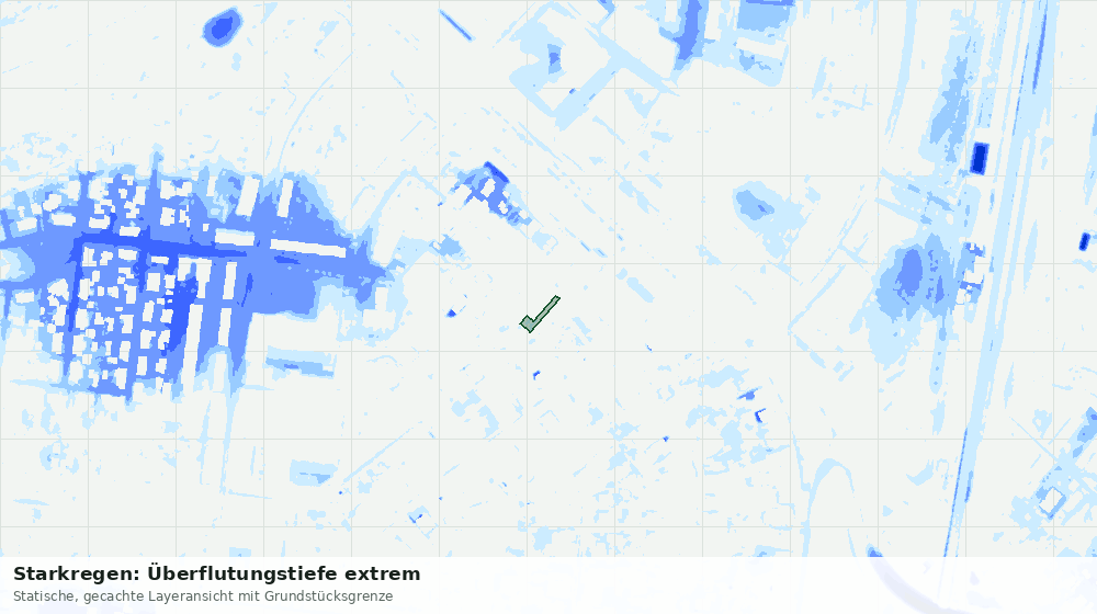 Statische Kartenansicht: Starkregen: Überflutungstiefe extrem