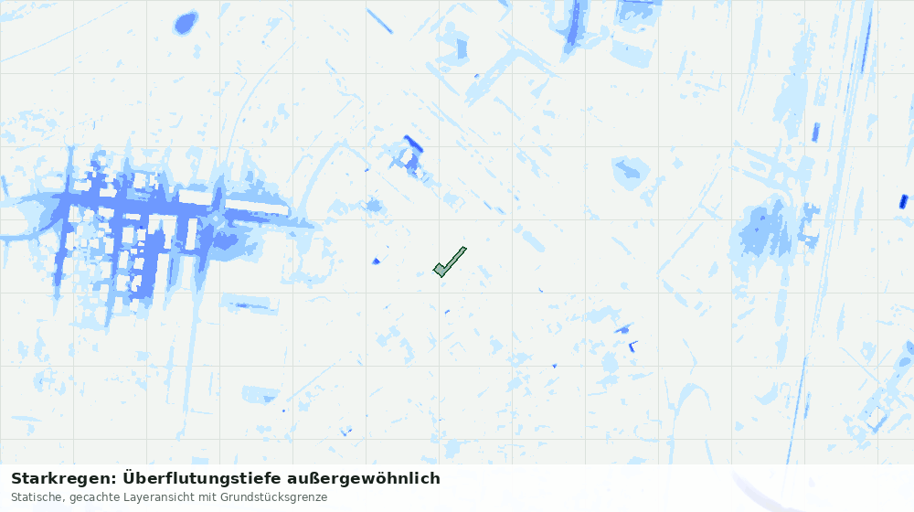 Statische Kartenansicht: Starkregen: Überflutungstiefe außergewöhnlich