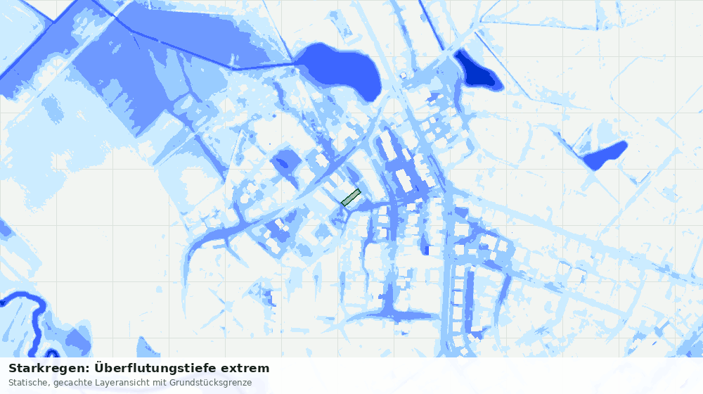 Statische Kartenansicht: Starkregen: Überflutungstiefe extrem