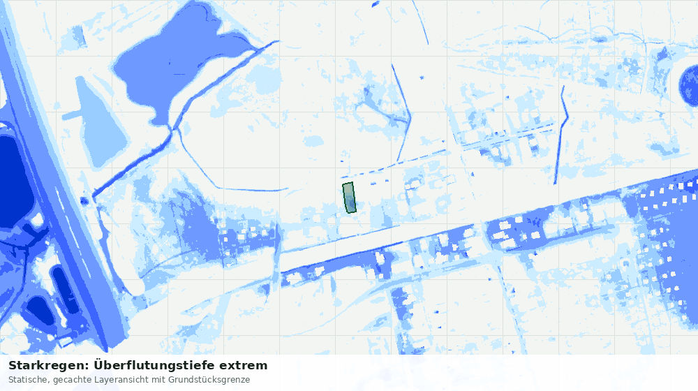 Statische Kartenansicht: Starkregen: Überflutungstiefe extrem