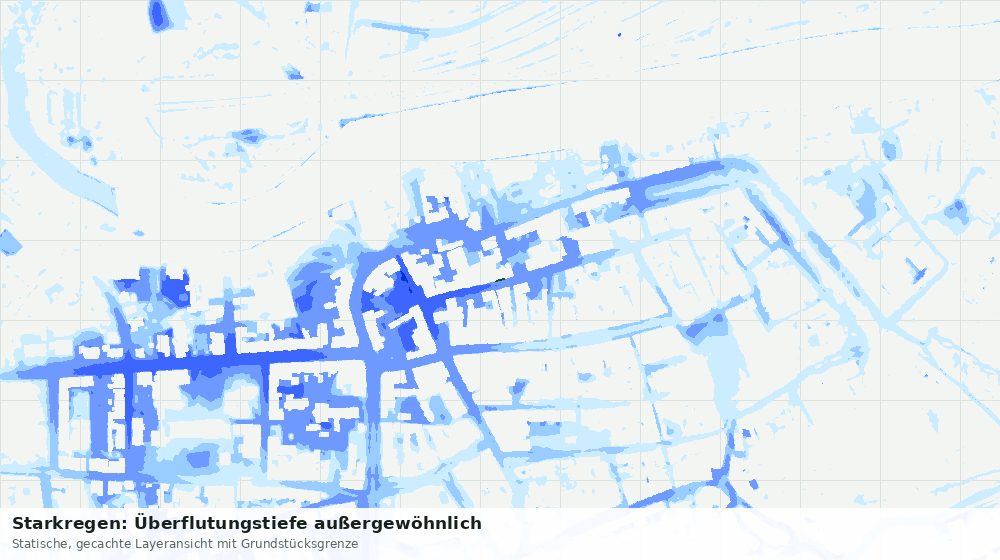 Statische Kartenansicht: Starkregen: Überflutungstiefe außergewöhnlich