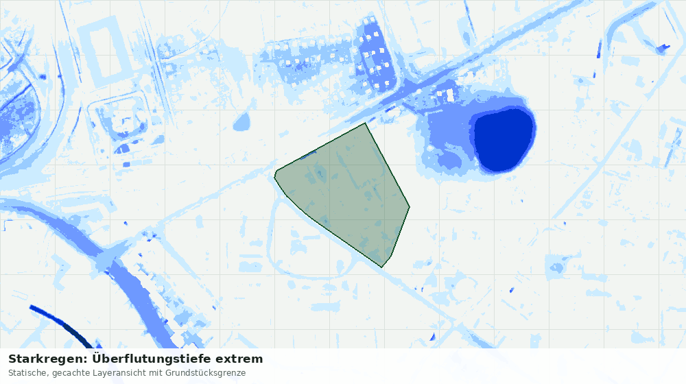 Statische Kartenansicht: Starkregen: Überflutungstiefe extrem