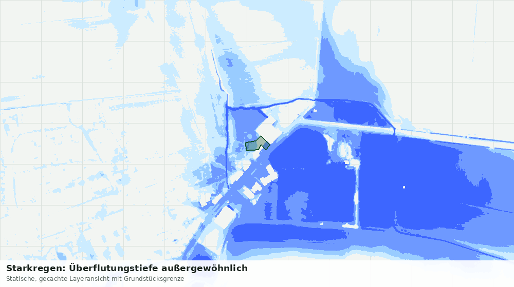 Statische Kartenansicht: Starkregen: Überflutungstiefe außergewöhnlich