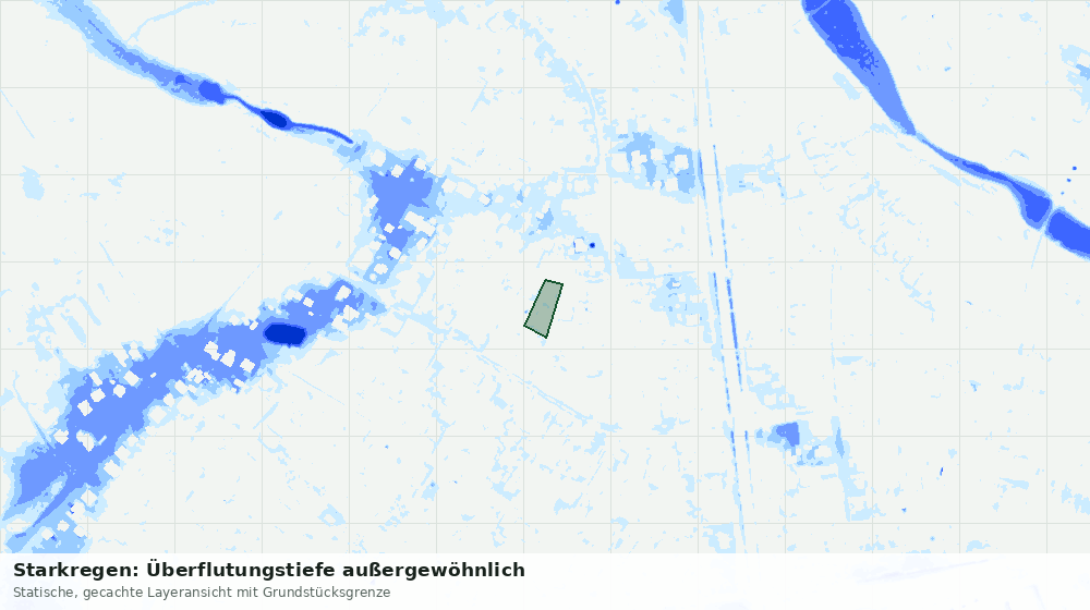 Statische Kartenansicht: Starkregen: Überflutungstiefe außergewöhnlich