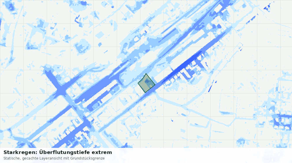Statische Kartenansicht: Starkregen: Überflutungstiefe extrem