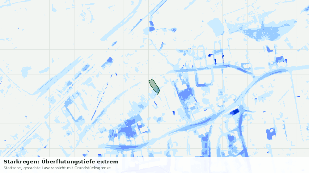 Statische Kartenansicht: Starkregen: Überflutungstiefe extrem