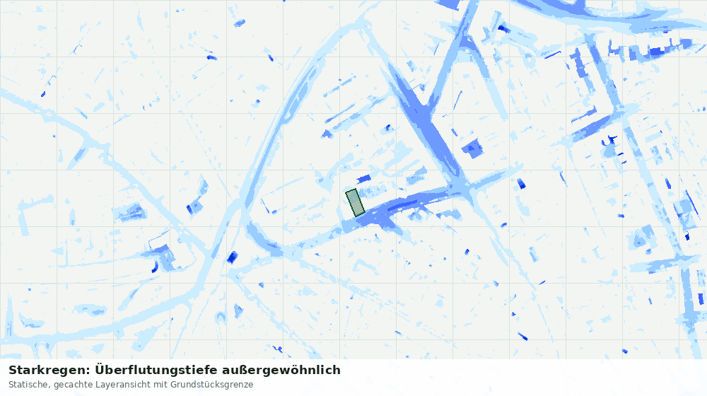 Statische Kartenansicht: Starkregen: Überflutungstiefe außergewöhnlich