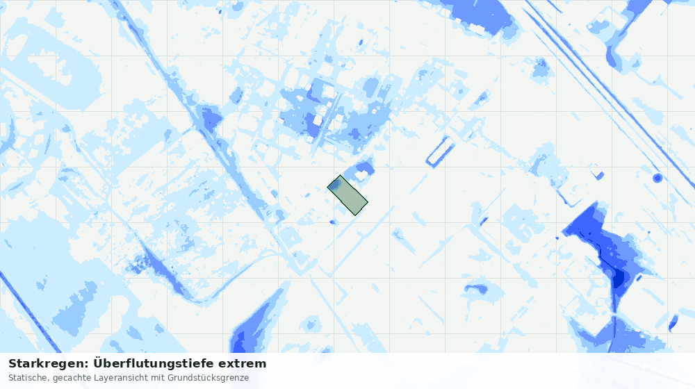 Statische Kartenansicht: Starkregen: Überflutungstiefe extrem