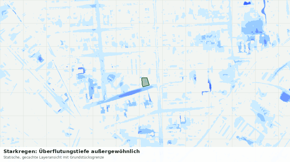 Statische Kartenansicht: Starkregen: Überflutungstiefe außergewöhnlich