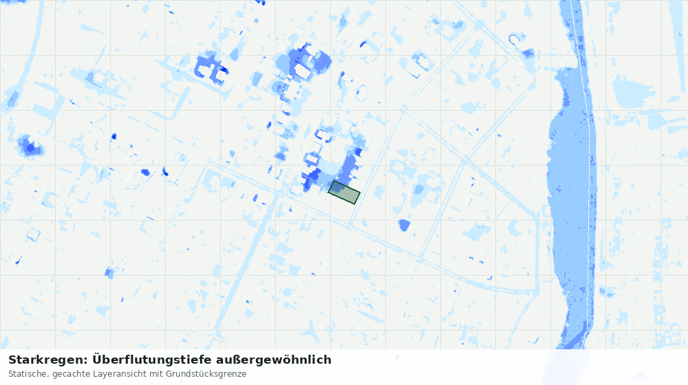 Statische Kartenansicht: Starkregen: Überflutungstiefe außergewöhnlich