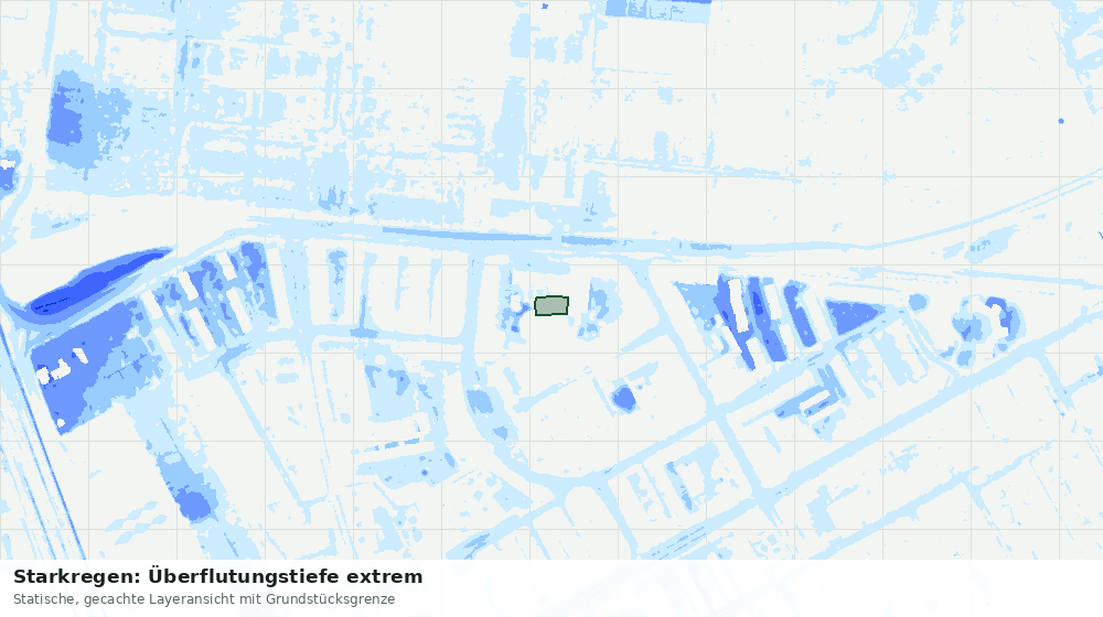 Statische Kartenansicht: Starkregen: Überflutungstiefe extrem