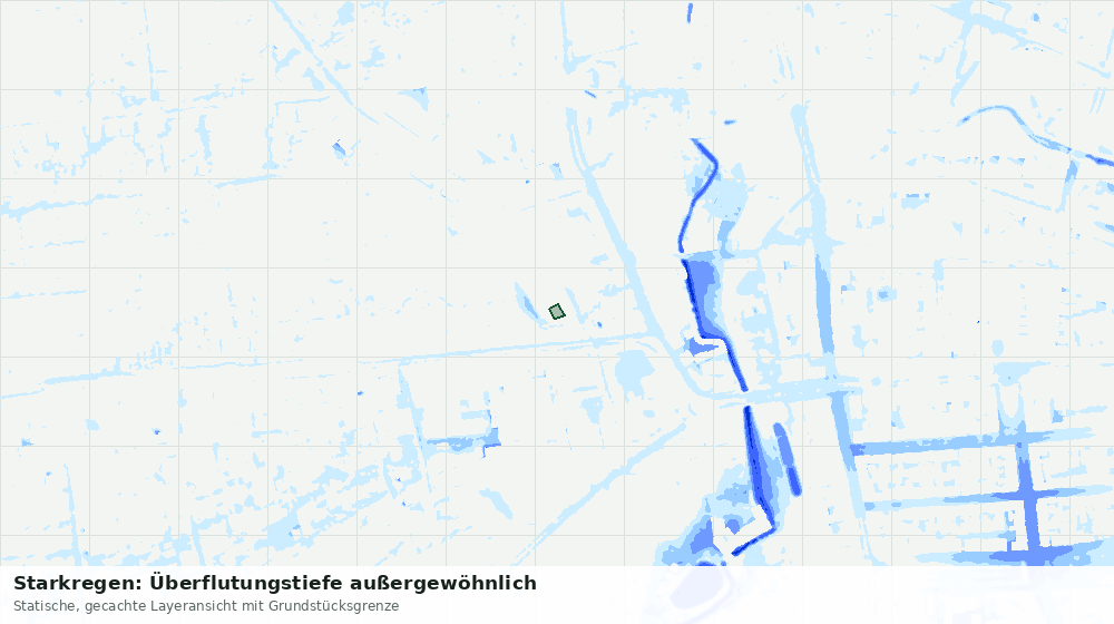 Statische Kartenansicht: Starkregen: Überflutungstiefe außergewöhnlich