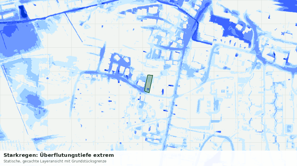 Statische Kartenansicht: Starkregen: Überflutungstiefe extrem