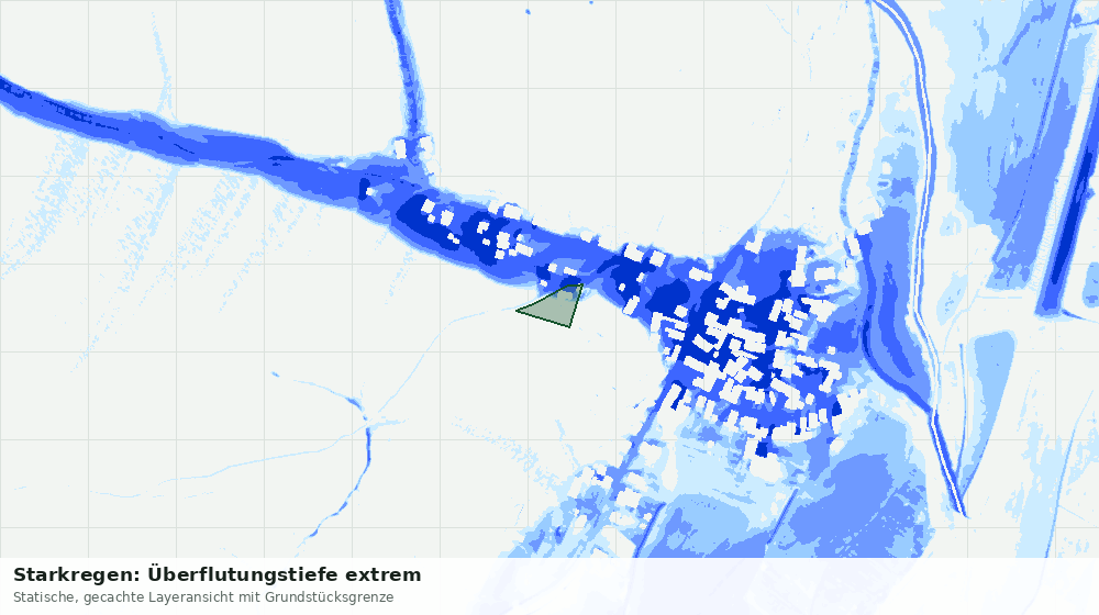 Statische Kartenansicht: Starkregen: Überflutungstiefe extrem