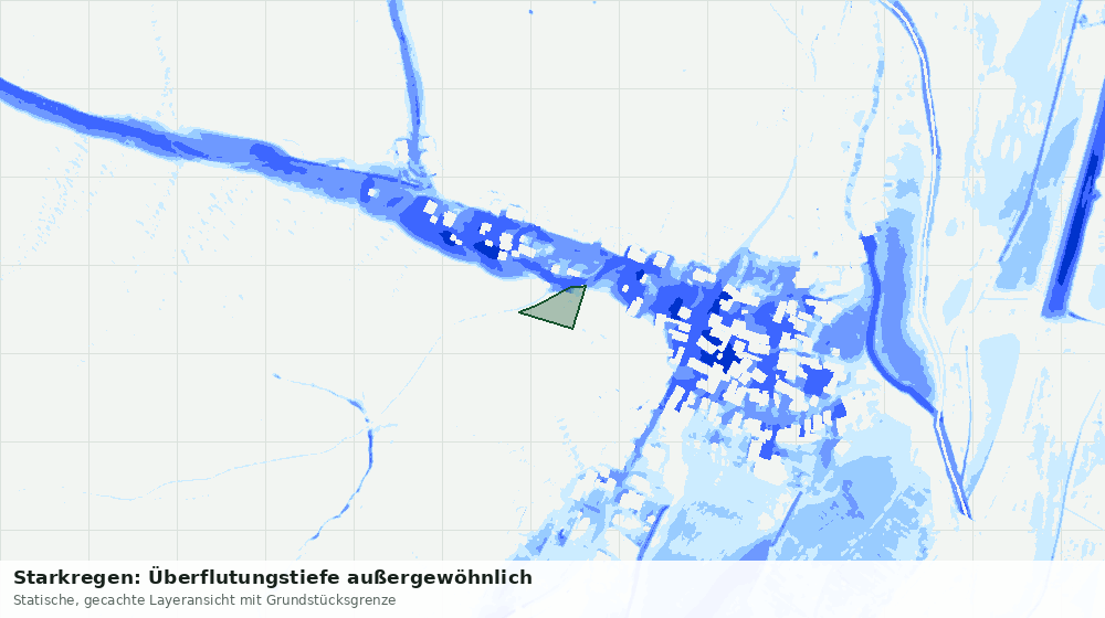 Statische Kartenansicht: Starkregen: Überflutungstiefe außergewöhnlich