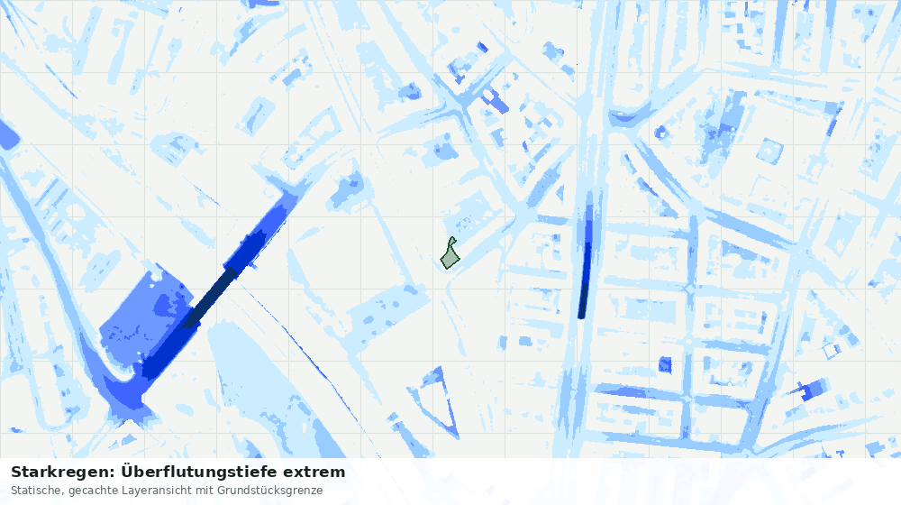 Statische Kartenansicht: Starkregen: Überflutungstiefe extrem