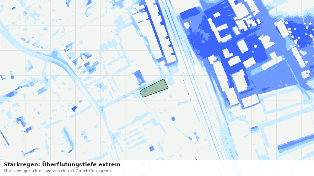 Statische Kartenansicht: Starkregen: Überflutungstiefe extrem
